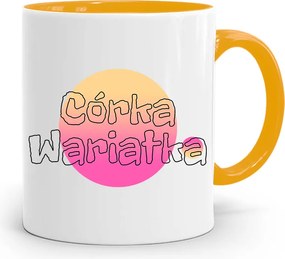 Sárga Bögre Ajándék Lányának Őrült Lánya fényképes nyomattal