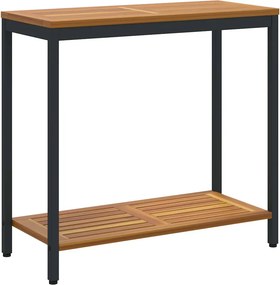 vidaXL Kültéri Asztal tárolóval Természetes és fekete 80 x 35 x 75 cm