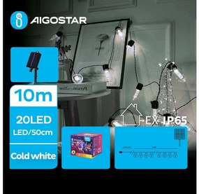 Aigostar B.V. Aigostar - LED Napelemes karácsonyi lánc 20xLED/8 funkció 11,5m IP65 hideg fehér AI1196