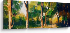 Erdő képe a nyári napsütésben, festmény (órával) (90x30 cm)