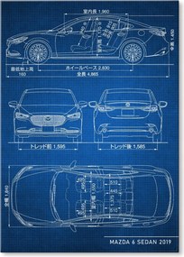 Fém poszter Mazda 6 Sedan Tech Tábla Tepsi 22 x 31 cm +ajándék