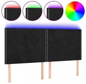 fekete bársony LED-es fejtámla 160x5x118/128 cm