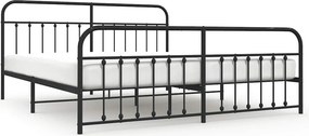 vidaXL fekete fém ágykeret fej- és lábtámlával 193 x 203 cm