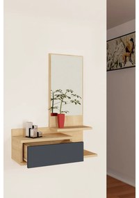 Fali polc tükörrel Rozella Oak and Anthracite