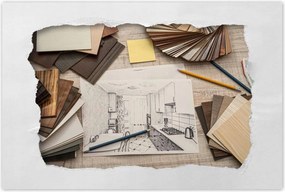 Poszterek 120x80 Színes ház rajz