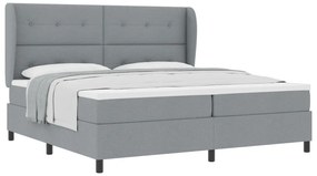 Boxspringágy Mattal - Világosszürke, 200x200 cm, Szövet