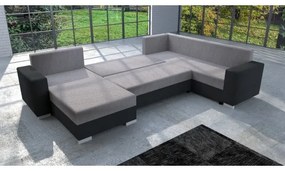 YORK kárpitozott, univerzális, kihúzható U-alakú ülőgarnitúra, szürke/fekete