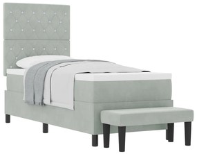 Box Spring Ágy Matraccal és Paddal Világosszürke 80x200 cm Bársony