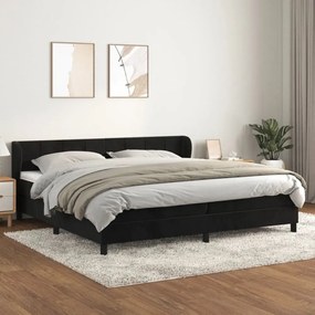 fekete bársony rugós ágy matraccal 200x200 cm