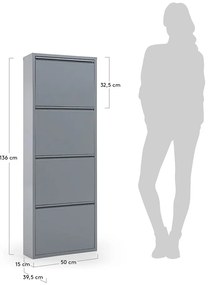 Rox szürke fém cipősszekrény 4 lenyitható fiókkal - Kave Home