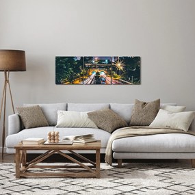 Egy éjszakai város képe (órával) (90x30 cm)