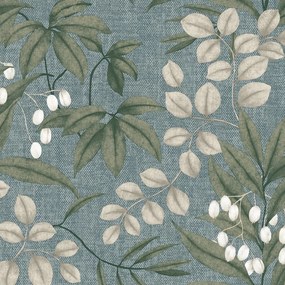 Kék Vinil Tapéta Növényi Motívummal Levelek Virágok
