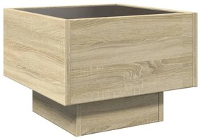 sonoma tölgy színű szerelt fa kisasztal LED-del 40 x 40 x 30 cm