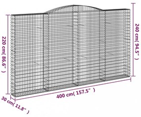 íves horganyzott vas gabion kosár 400x30x220/240 cm