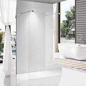 Stuxi Milano Light falsíkra szerelhető Walk-in zuhanyfal, 140x200 cm, 8 mm vastag vízlepergető biztonsági üveggel, két távtartóval