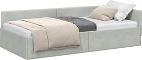 vidaXL Sarokágy keret fejtámlával Világosszürke 90 cm x 190 cm Bársony