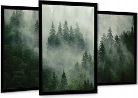 3 Kép Fekete Keretben Poszter Falra Erdő Köd