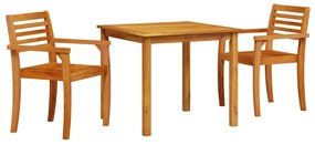 vidaXL Kert étkező szett 3 pcs Barna Tömör Akácfa