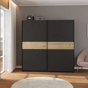 BERNO 200 cm. Gardróbszekrény Antracit/Tölgy Színben