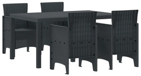 5 darabos kerti étkező szett antracit poli rattan
