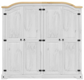 fehér Corona tömör fenyőfa ruhásszekrény 194 x 52 x 186 cm