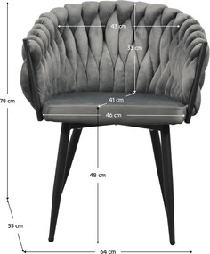 Étkezőszék, sötétszürke Velvet szövet/fekete, BLER