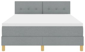 Box Spring Ágy Matraccal és LED Fénnyel Világosszürke 160x200 cm Szövet