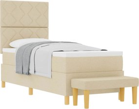 vidaXL Boxrugós ágy matracmal fejtámlával Krém 80 x 200 cm szövet