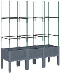 szürke polipropilén rácsos kerti ültetőláda 120 x 40 x 142,5 cm