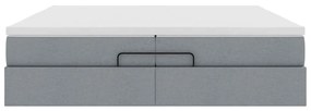 Ottomán ágykeret matracokkal Világosszürke 200x200cm szövet