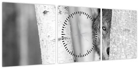 Kép - Farkas az erdőben (órával) (90x30 cm)