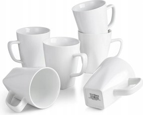 6 db-os WishDeco porcelán csésze szett 400 ml fehér, füllel