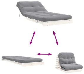 fehér tömör fenyőfa futon kanapéágy matraccal 80 x 206 x 11 cm