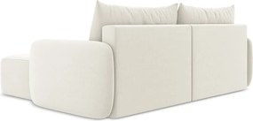 Krémszínű bársony kinyitható-tárolóhelyes sarokkanapé (jobb oldali-heverő résszel) Kalena – Makamii