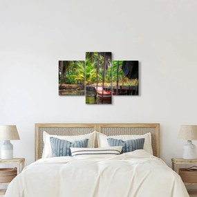 Kép - Fából készült hajó a csatornán, Thaiföld (90x60 cm)