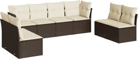 vidaXL 8 részes barna polyrattan kerti ülőgarnitúra párnákkal