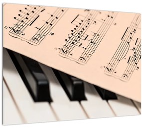 Zongora hangjegyekkel képe (üvegen) (70x50 cm)