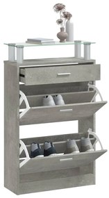 vidaXL betonszürke szerelt fa cipőszekrény 63x24x104 cm