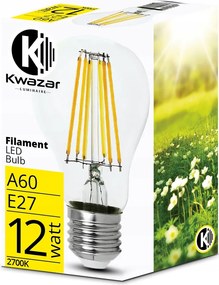 Izzó E27 Filament Led 12W=100W Edison Dekoratív Meleg erős nem villog