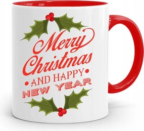 Piros Karácsonyi Bögre Mikulás Karácsonyfa Alá, fényképes nyomattal