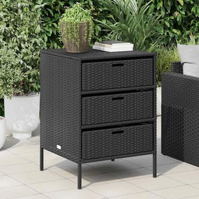vidaXL fekete polyrattan kerti tárolószekrény 55 x 59 x 80 cm