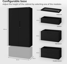 Megan Czarny - szuflada pojedyncza 185 cm