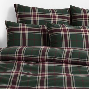 Goldea flanel ágyneműhuzat - sötétzöld skótkockás 140 x 220 és 70 x 90 cm