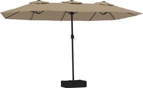 vidaXL tópszínű dupla tetős napernyő LED-ekkel 449 x 265 cm