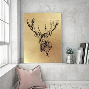 Gario Vászonkép Arany színu rajzolt szarvas fej Méret: 40 x 60 cm