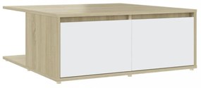 fehér és tölgyszínű szerelt fa dohányzóasztal 80 x 80 x 31 cm