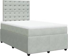 vidaXL világosszürke bársony rugós ágy matraccal 120 x 190 cm