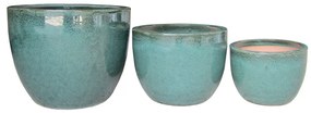 Burnley edények, mázas kerámia, zöld 3 db