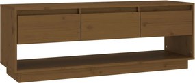 vidaXL mézbarna tömör fenyőfa TV-szekrény 110,5x34x40 cm