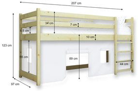 Wilsondo BUNKIE tömör fa gyerek galériaágy 90x200 - borovi